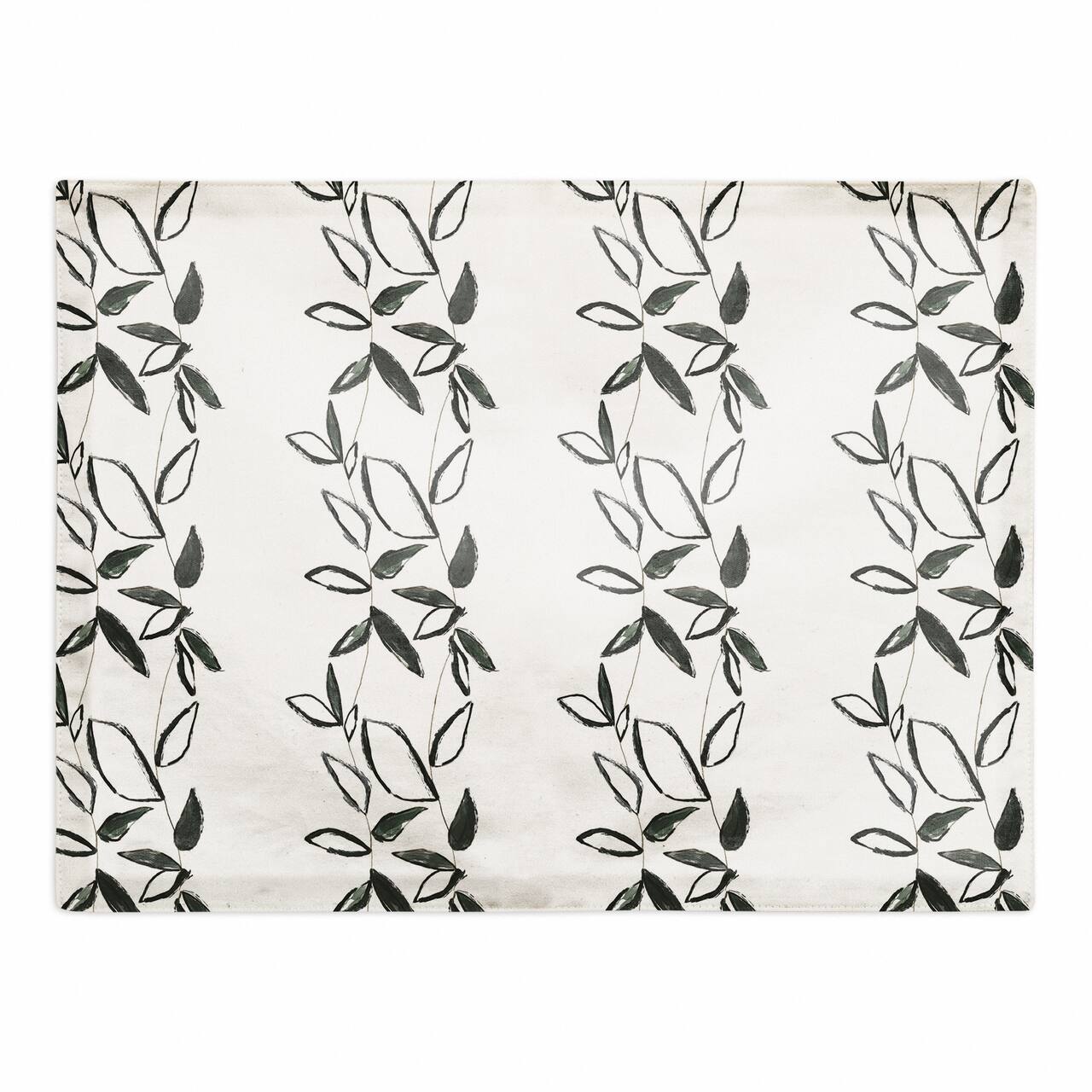 Black Leaf Stripes 18" x 14" Cotton Twill Placemat